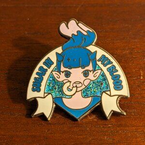 Sugar in my blood demon girl enamel pin